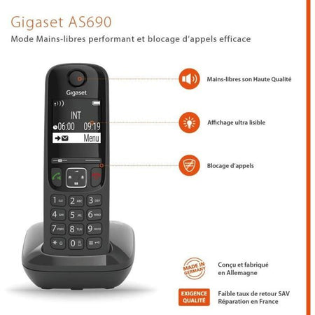 Telefono fisso GIGASET AS690 Nero