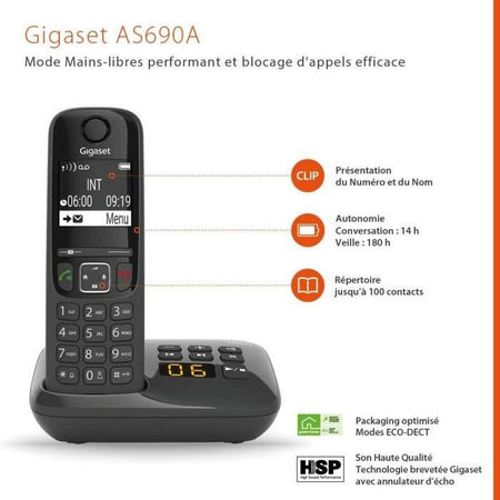 Telefono fisso GIGASET AS690 A Trio Black