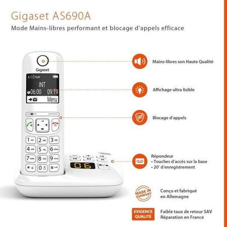 Telefono Fisso GIGASET AS690 A Trio Bianco