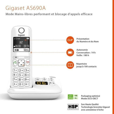 Telefono Fisso GIGASET AS690 A Trio Bianco