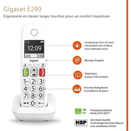 Telefono fisso GIGASET E290 Duo Bianco