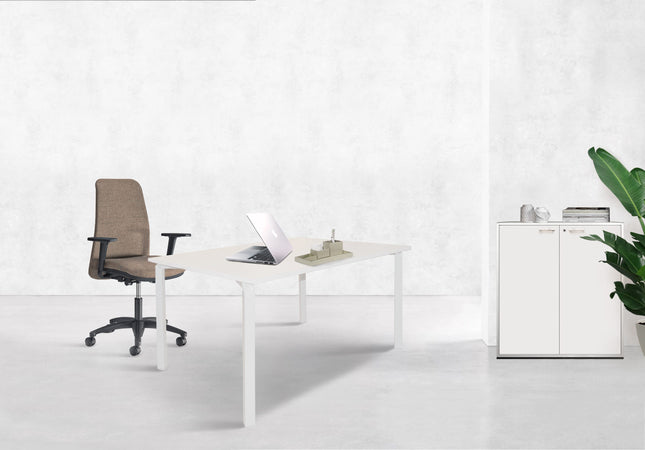 Sedia ergonomica in rete con supporto lombare regolabile integrato e braccioli