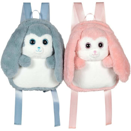 Fluffy Bag - GIPSY TOYS - Zaino di peluche - Coniglio blu e bianco 30 cm