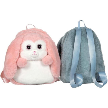 Fluffy Bag - GIPSY TOYS - Zaino di peluche - Coniglio blu e bianco 30 cm