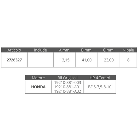 Girante Honda 4T 5-7,5-8-10 Hp