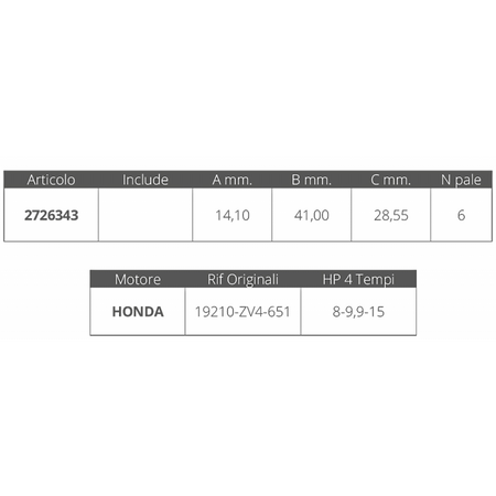 Girante Honda 4T 8-9-15Hp