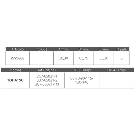 Girante Tohatsu 2T 70-90-120-140 Hp