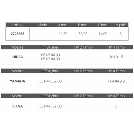 Girante Yamaha/Selva 4T 6-8 Hp