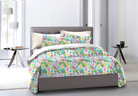 COPRIPIUMINO NON BIFACCIA COTONE Set Copripiumino federe parure Copripiumino Stampa Digitale 100% Cotone, Made in Italy  MELANIA - Vanita di raso