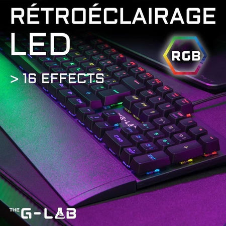 Tastiera da gioco meccanica - THE G-LAB - KEYZ -CARBON -EX/FR - Retroilluminata - Interruttore blu - Poggiapolsi - FR