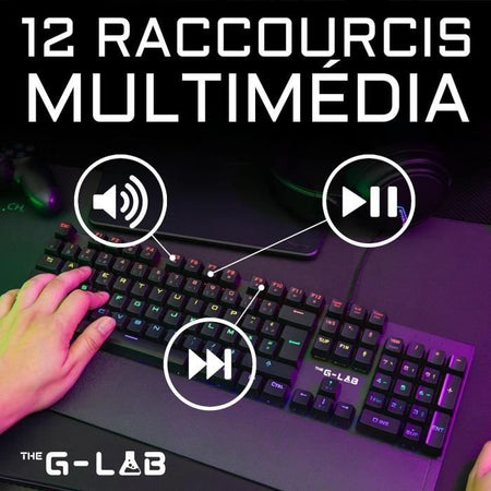 Tastiera da gioco meccanica - THE G-LAB - KEYZ -CARBON -EX/FR - Retroilluminata - Interruttore blu - Poggiapolsi - FR