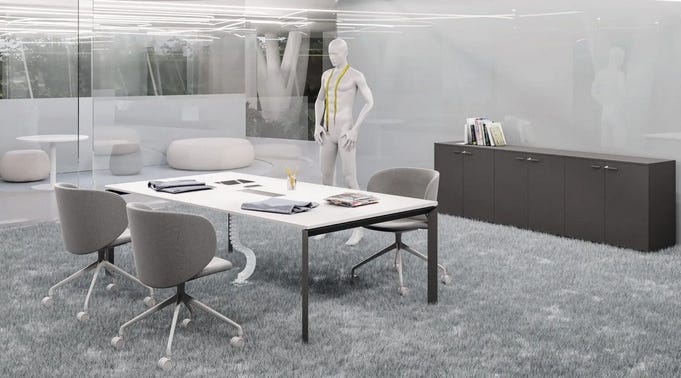 Tavolo in melaminico per sala riunioni da 8 persone cm. 240x125x74h