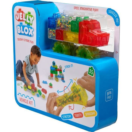 Mattoncini da costruzione - GOLIATH - Kit camion Jelly Blox Vroom - Blocchi morbidi con macchinine! 2 anni