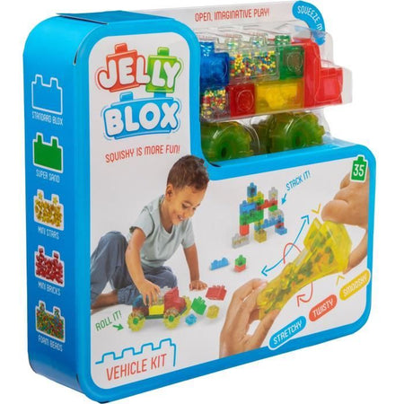 Mattoncini da costruzione - GOLIATH - Kit camion Jelly Blox Vroom - Blocchi morbidi con macchinine! 2 anni