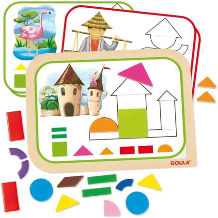 Gioco educativo - GOULA - Scatola con forme magnetiche - 12 attività con 24 pezzi in legno