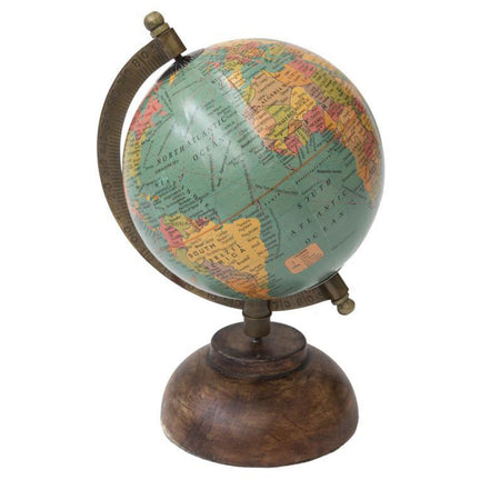 Mappamondo Celeste con piedistallo in legno girevole sull'asse decorazione moderna h 22 cm