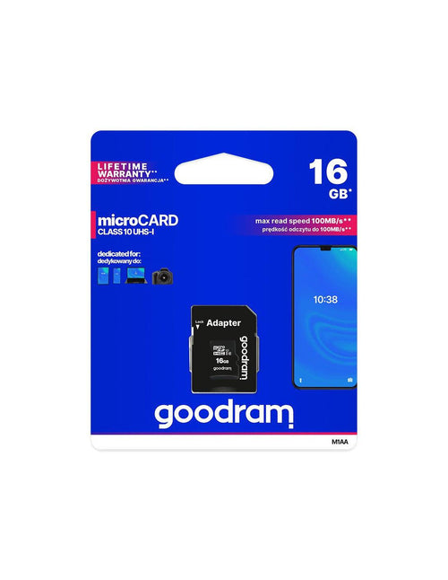 microSD 16GB CARD class 10 UHS I + adapter - retail blister