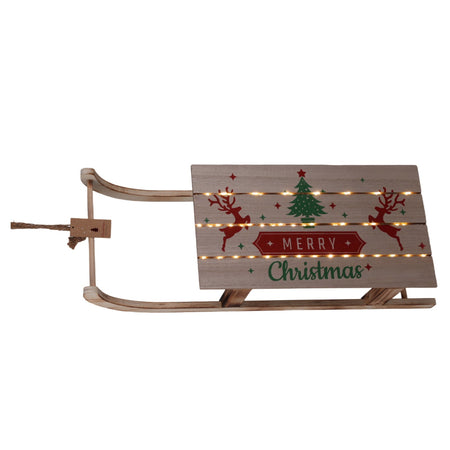 Slitta decorativa natalizia in legno con led per decorazioni natalizie