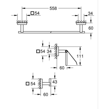 Set accessori 3 in 1 - GROHE - 41124000 - Start Cube - Cromo