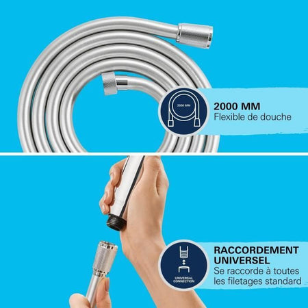 Flessibile doccia - GROHE VitalioFlex 27507001 - 2m - Antipiega - Antitorsione - Attacco universale - Superficie liscia - Cromo