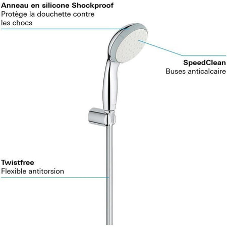 GROHE - Set doccia a 1 getto con supporto a parete