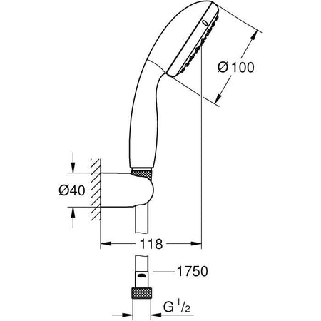 GROHE - Set doccia a 1 getto con supporto a parete