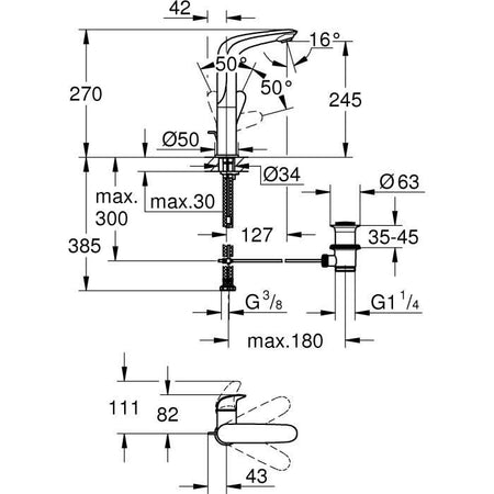 GROHE - Miscelatore monocomando per lavabo - Taglia L