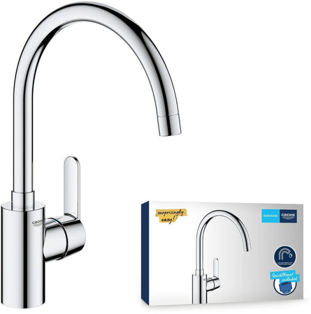 Rubinetto cucina - Cromo - Bocca a C - Bocca alta - Rotazione 150 - GROHE Get - 31494001