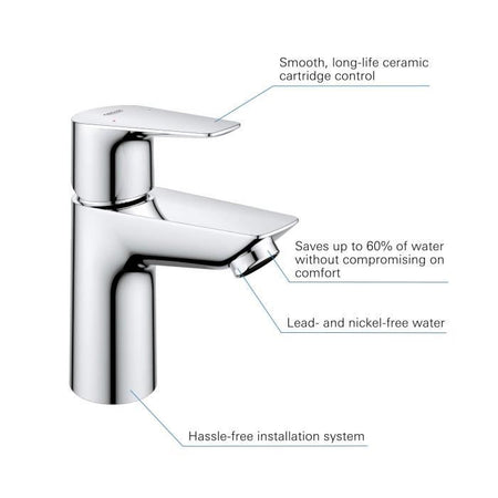 Rubinetto da bagno - GROHE Start Edge - 23898001- Taglia S - Senza piletta - Cromo