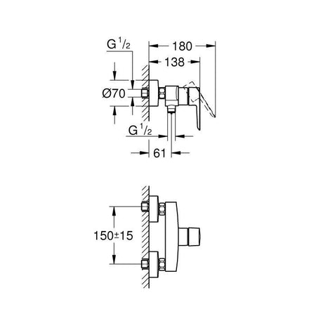 Miscelatore monocomando per doccia GROHE - Start - Cromo