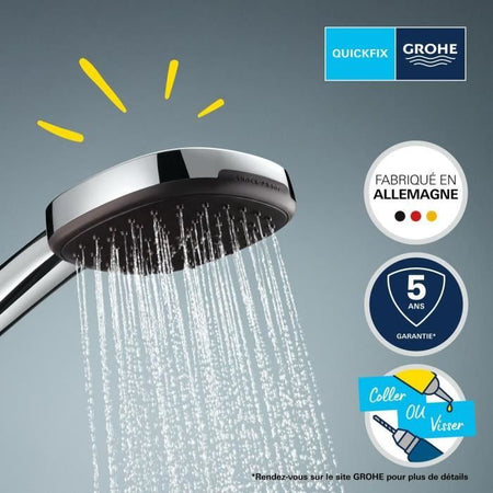 Set doccia con soffione 2 getti, supporto e flessibile - GROHE Vitalio Comfort 110 26399001 - Selezione facile - Risparmio idrico