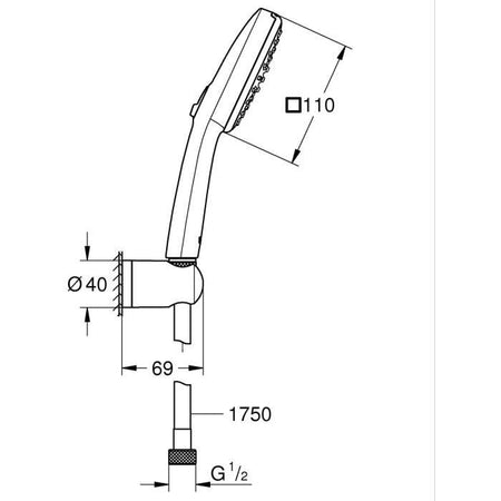 Set doccia con soffione 2 getti, supporto e flessibile - GROHE Vitalio Comfort 110 26399001 - Selezione facile - Risparmio idrico