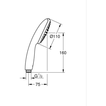 Soffione doccia - GROHE Vitalio Start 110 27940001 - 1 getto pioggia - Risparmio idrico - Processo anticalcare - Cromo