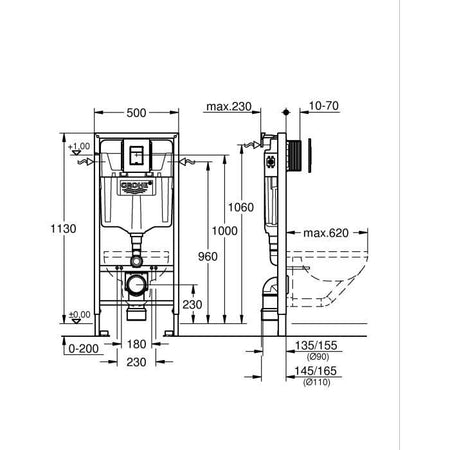 Solido pack 3 in 1 per WC - Altezza di installazione 1,13 m - GROHE - 38811KF0