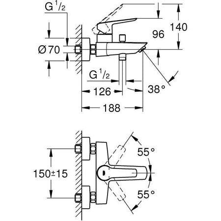 GROHE - Miscelatore monocomando vasca/doccia - a parete