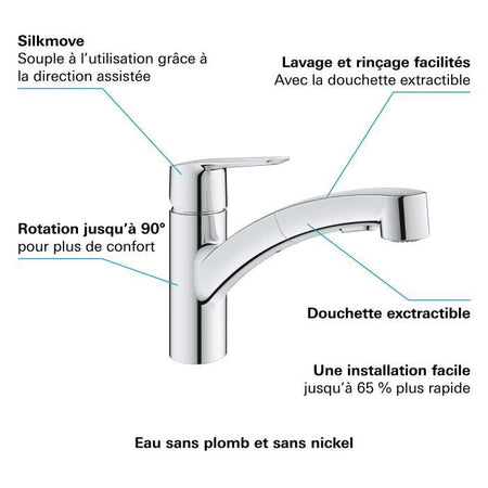 Miscelatore monocomando per lavello GROHE - Cromo