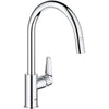 Rubinetto cucina - Cromo - Bocca alta a C - Aeratore estraibile - Rotazione 360 - Limitatore di portata - GROHE Start Curve - 30562000