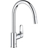 Rubinetto cucina - Cromo - Bocca alta a C - Aeratore estraibile - Rotazione 360 - Limitatore di portata - GROHE Start Flow - 30569000