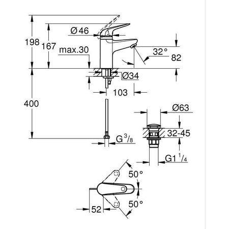 Miscelatore monocomando - GROHE - 24319001 - Lavabo Swift - Con sicurezza bambini - Taglia S