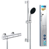 Set doccia con miscelatore termostatico, soffione 1 getto, asta 60 cm e flessibile - GROHE 34597001 - Water saving - Cromo