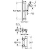 Set doccia con miscelatore termostatico, soffione 3 getti, asta 60 cm e flessibile - GROHE 34237003 - Water saving - Cromo