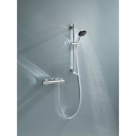 Set doccia con miscelatore termostatico, soffione 3 getti, asta 60 cm e flessibile - GROHE 34237003 - Water saving - Cromo