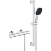 Set doccia con miscelatore termostatico, soffione 3 getti, asta 60 cm e flessibile - GROHE 34237003 - Water saving - Cromo