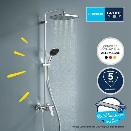 Colonna doccia con miscelatore monocomando - Risparmio idrico - GROHE Vitalio Comfort 250 - Cromo - 26985001