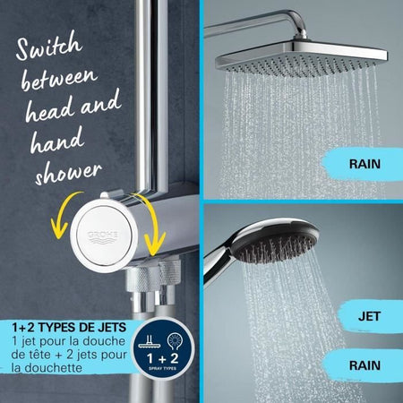 Colonna doccia con deviatore manuale - Risparmio idrico - GROHE Vitalio Comfort 250 - Cromo - 26986001