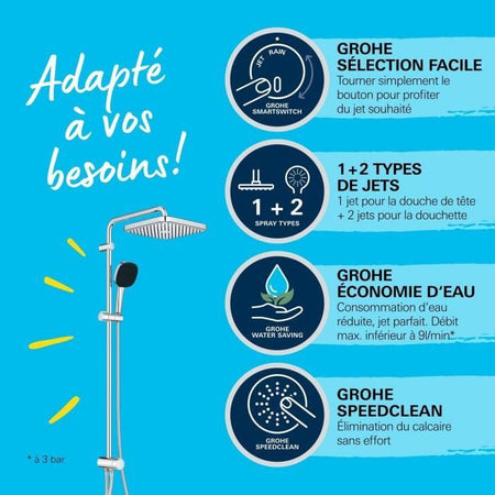 Colonna doccia con deviatore manuale - Risparmio idrico - GROHE Vitalio Comfort 250 - Cromo - 26986001