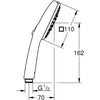 Soffione doccia - GROHE Vitalio Comfort 110 26092001 - 3 getti (Pioggia/Stimolante/Massaggio) - Selezione facile - Risparmio idrico - Cromo