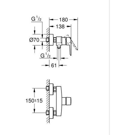 Miscelatore monocomando per doccia - GROHE Start - 322792432 - Nero opaco - Montaggio a parete esterna