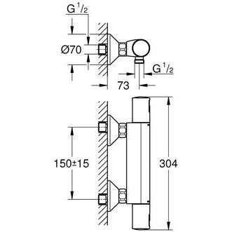 Miscelatore termostatico per doccia - GROHE Precision Start - 345942430 - Nero opaco - Montaggio a parete esterna - Risparmio idrico