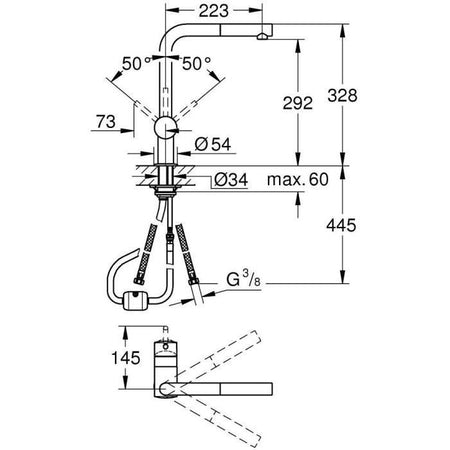 GROHE Miscelatore monocomando per lavello con doccetta estraibile Minta 32168000